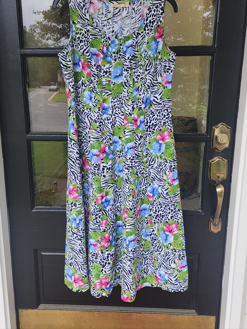 M Choices Zebra and Tropical Print Sleeveless Dress